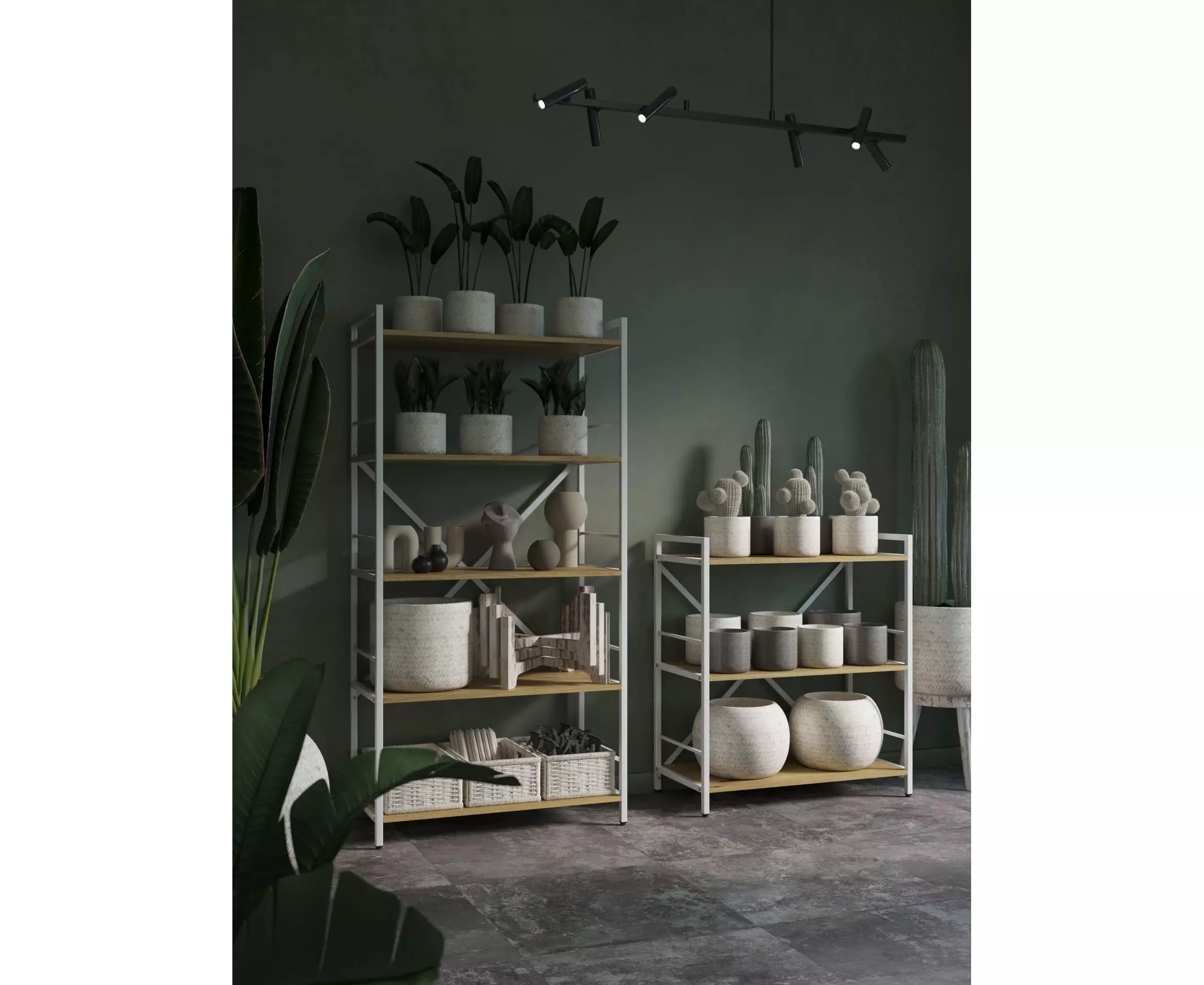Raft metalic Nex Loft 1100x600x240 mm, 4 rafturi, PAL, White/ Oak Artisan Raft metalic Nex Loft 1100x600x240 mm, 4 rafturi, PAL, White/ Oak Artisan