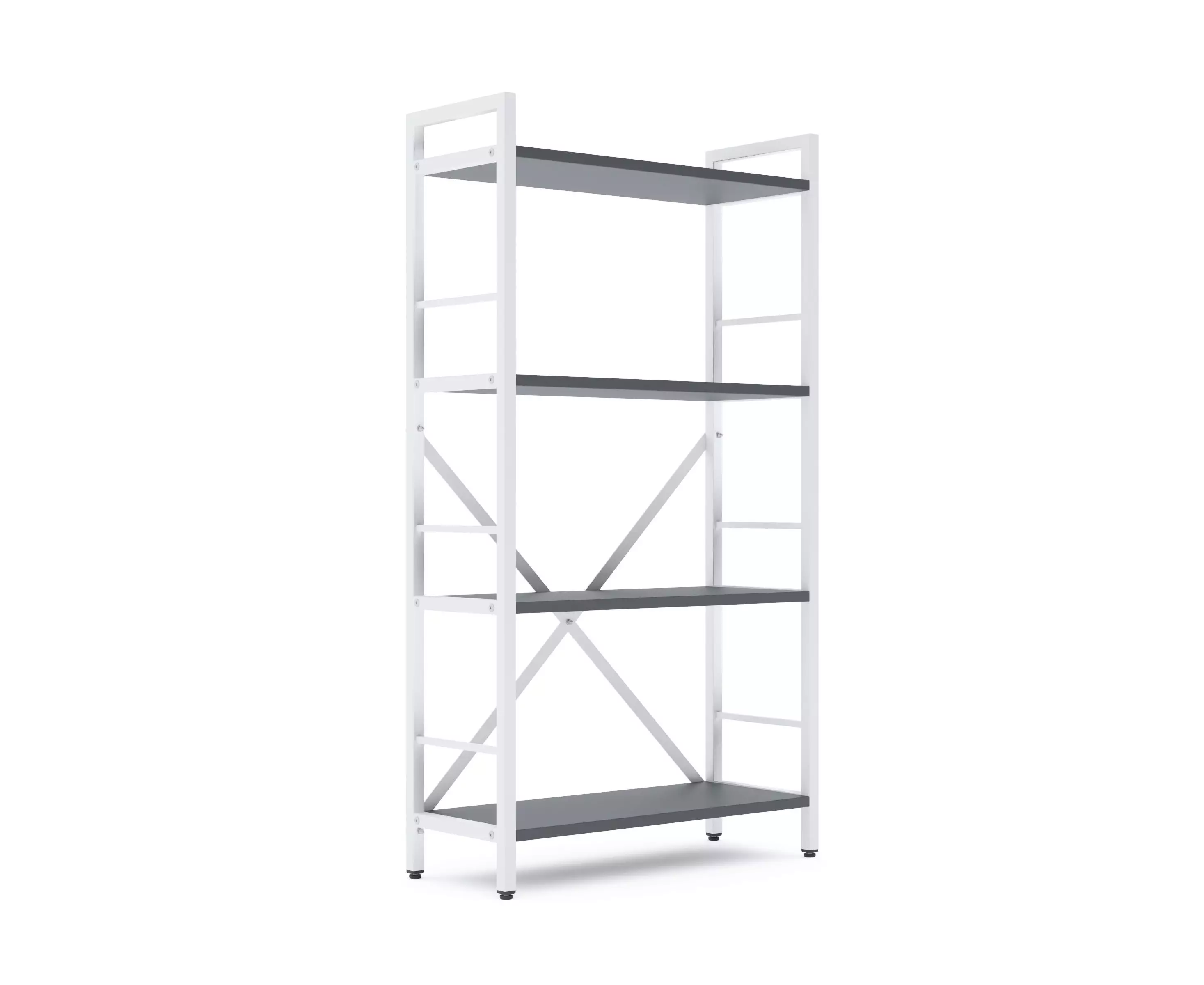 Стеллаж Nex Loft 1100x600x240 мм, 4 полки, ЛДСП, Белый / Антрацит Стеллаж Nex Loft 1100x600x240 мм, 4 полки, ЛДСП, Белый / Антрацит
