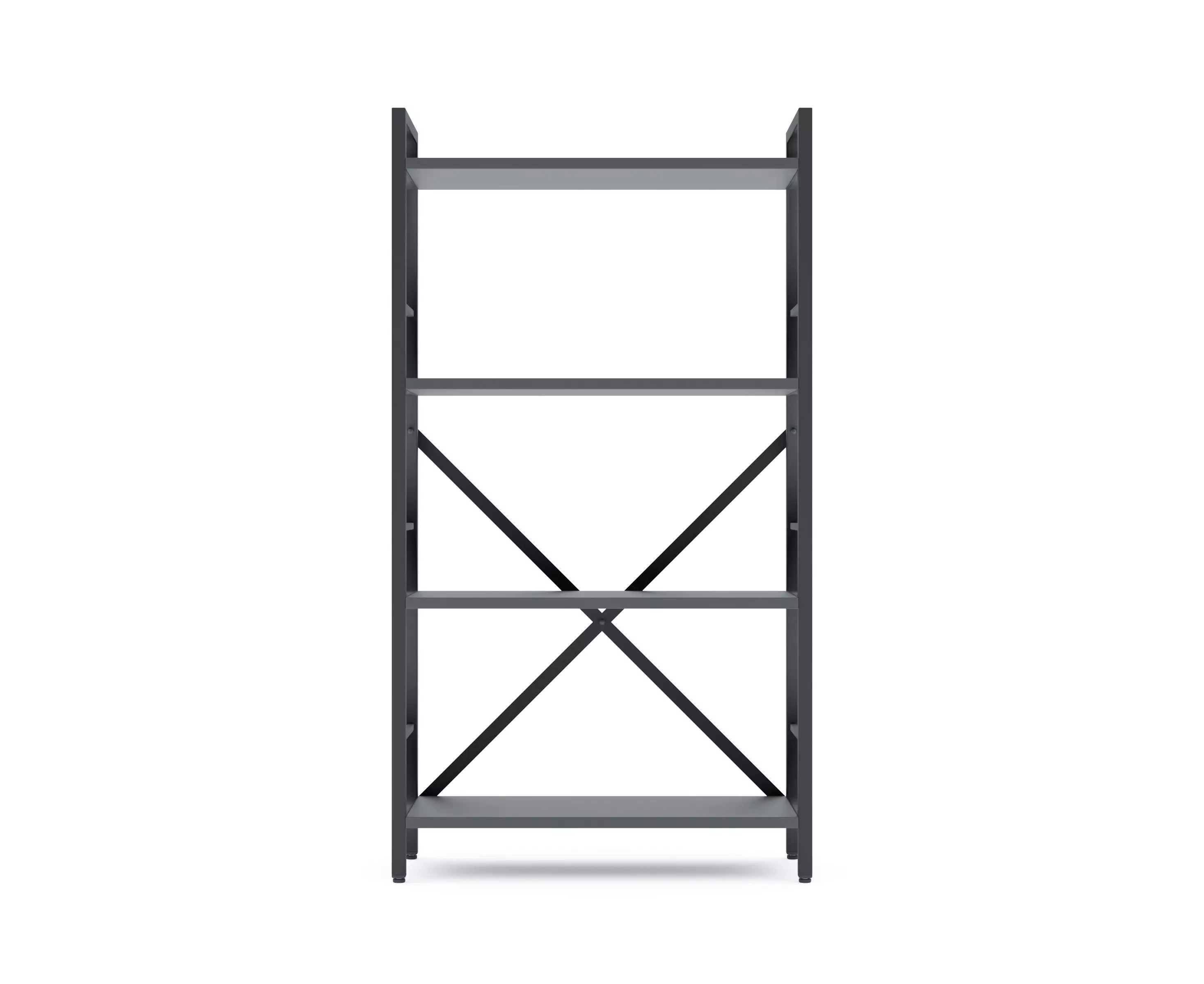 Металлический стеллаж Nex Loft 1100x600x240 мм, 4 полки, ДСП, Антрацит/Антрацит