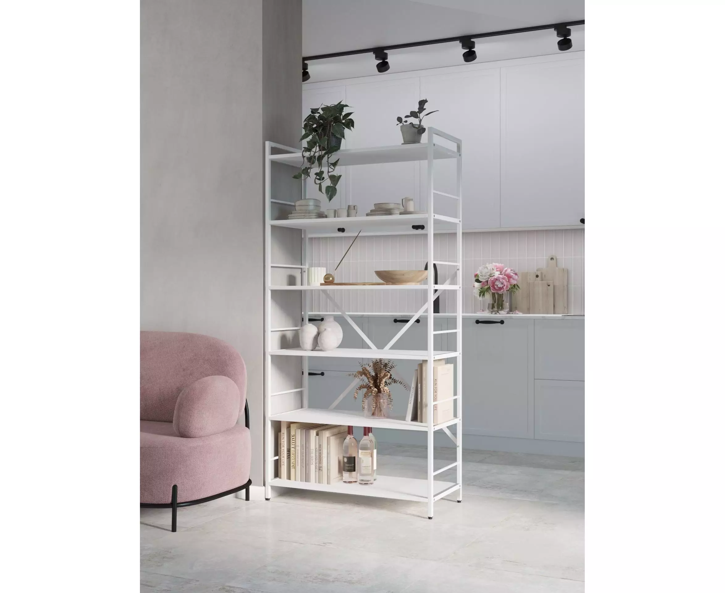 Металлическая полка Nex Loft 1700x800x350 мм, 5 полок, PAL, White/ White snow Металлическая полка Nex Loft 1700x800x350 мм, 5 полок, PAL, White/ White snow