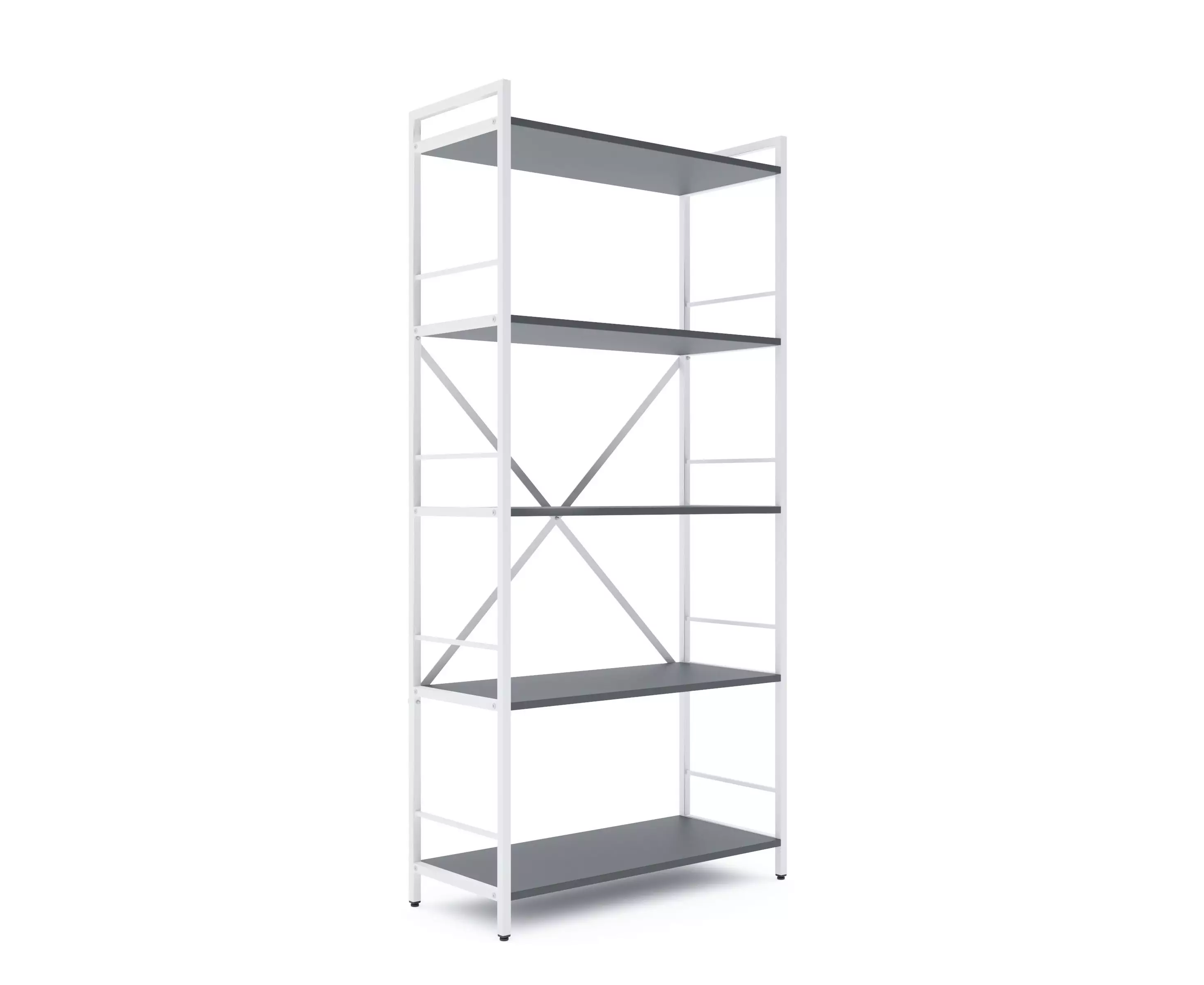 Стеллаж Nex Loft 1700x800x350 мм, 5 полок, ЛДСП, Белый / Антрацит Стеллаж Nex Loft 1700x800x350 мм, 5 полок, ЛДСП, Белый / Антрацит
