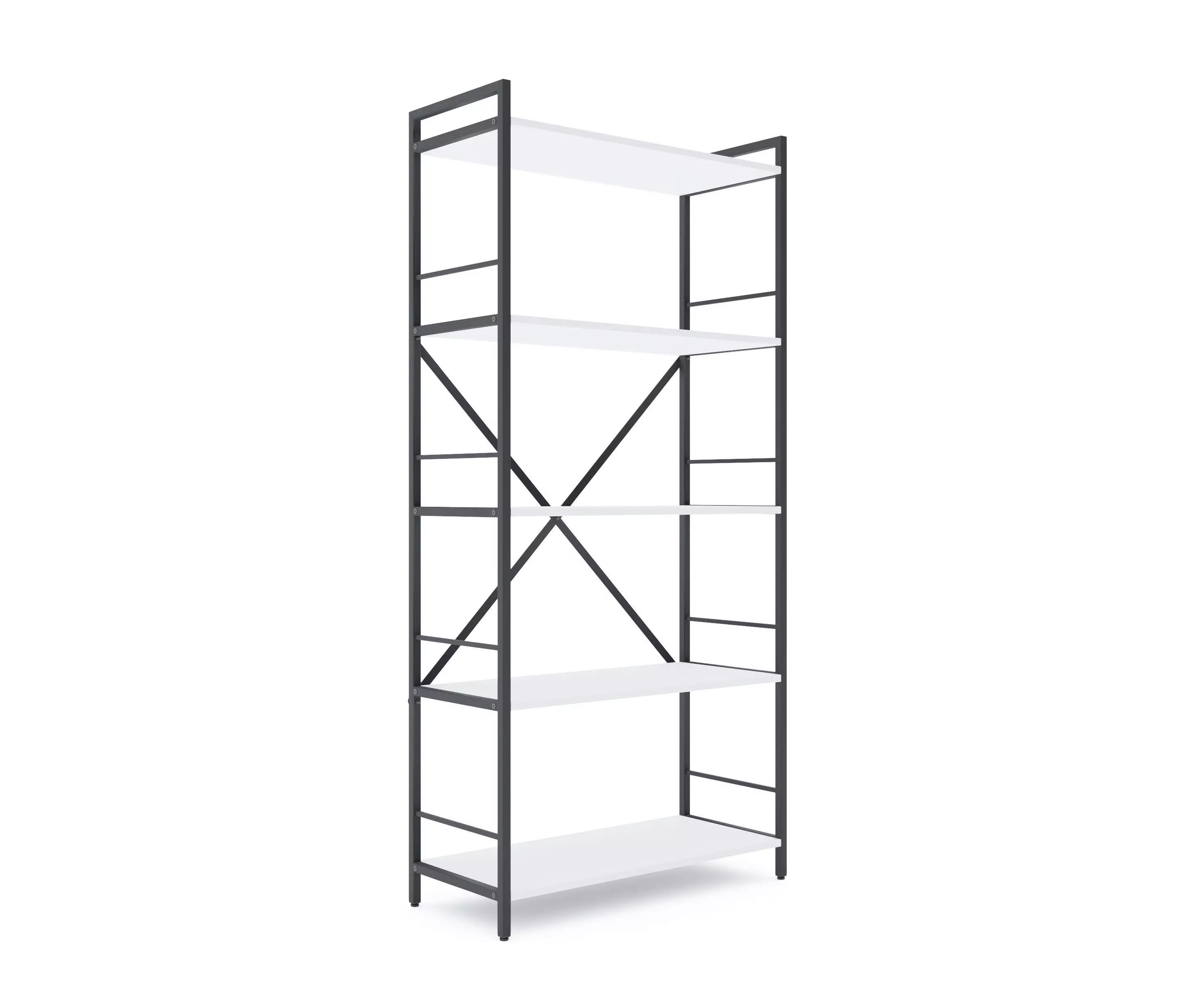 Стеллаж Nex Loft 1700x800x350 мм, 5 полок, ЛДСП, Антрацит / Белоснежный Стеллаж Nex Loft 1700x800x350 мм, 5 полок, ЛДСП, Антрацит / Белоснежный