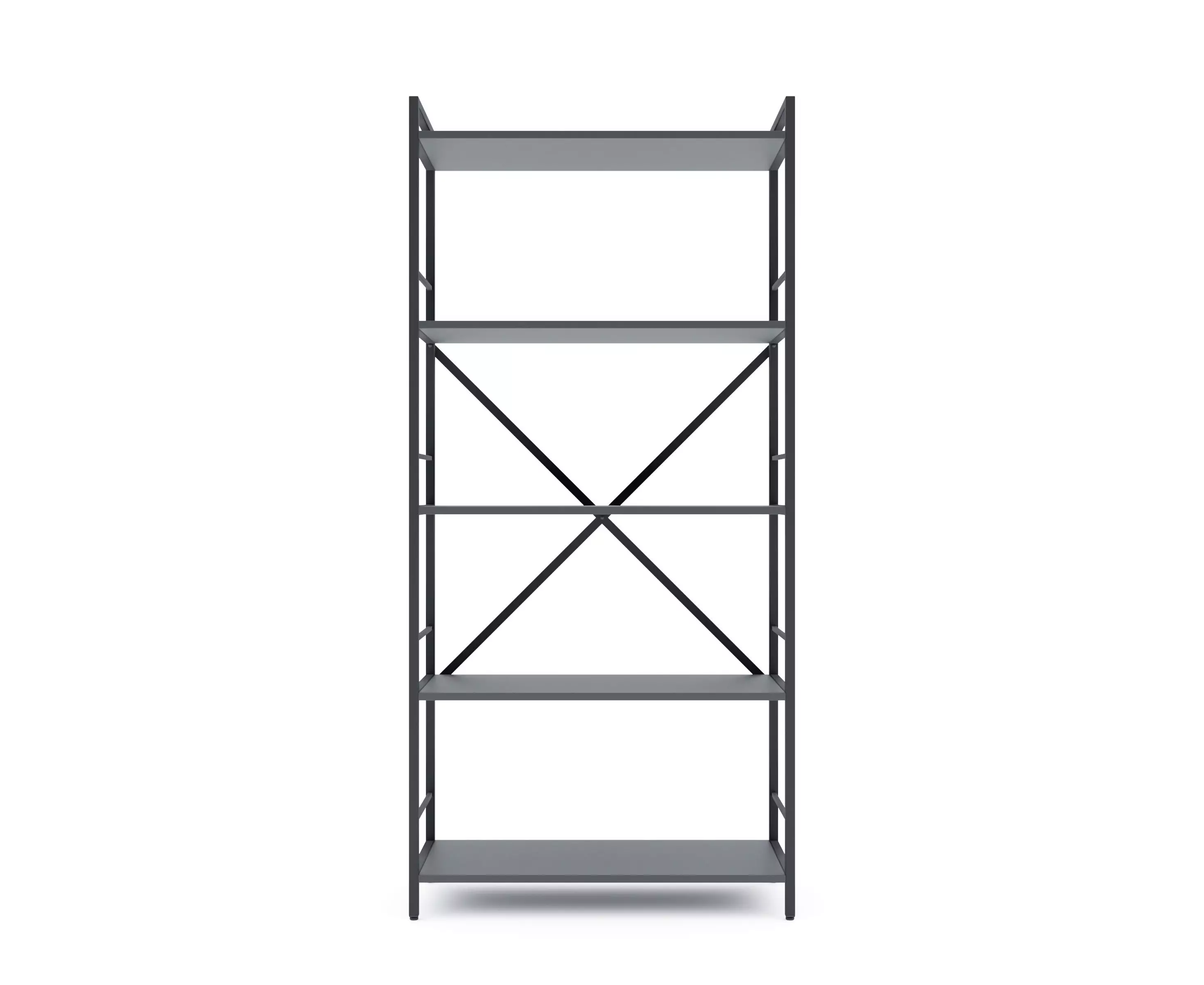 Металлический стеллаж Nex Loft 1700x800x350 мм, 5 полок, ДСП, Антрацит/Антрацит