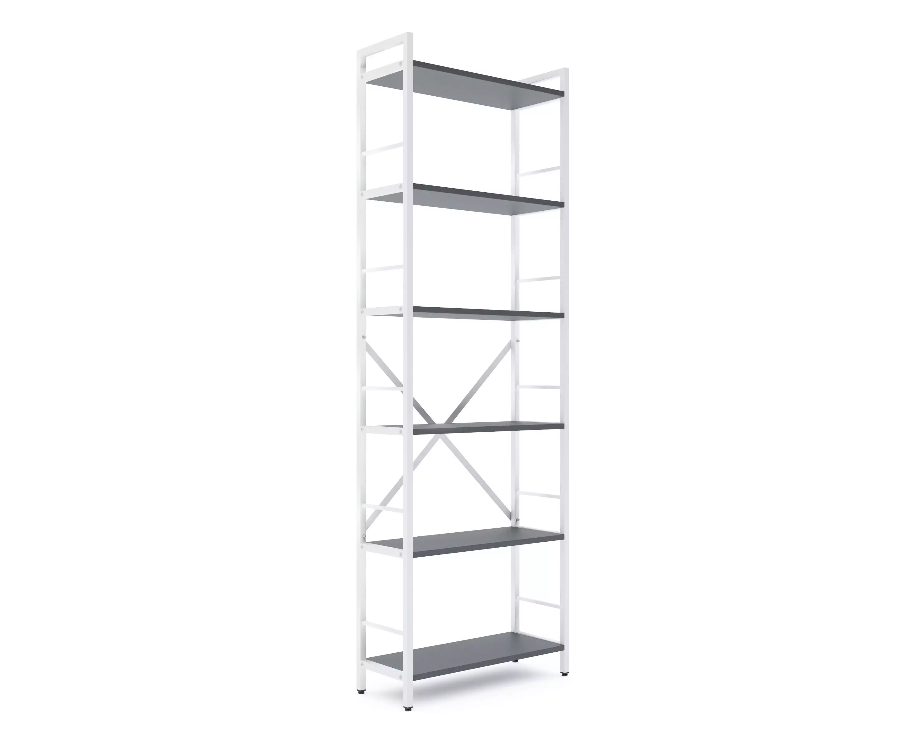 Стеллаж Nex Loft 1800x600x240 мм, 6 полок, ЛДСП, Белый / Антрацит Стеллаж Nex Loft 1800x600x240 мм, 6 полок, ЛДСП, Белый / Антрацит