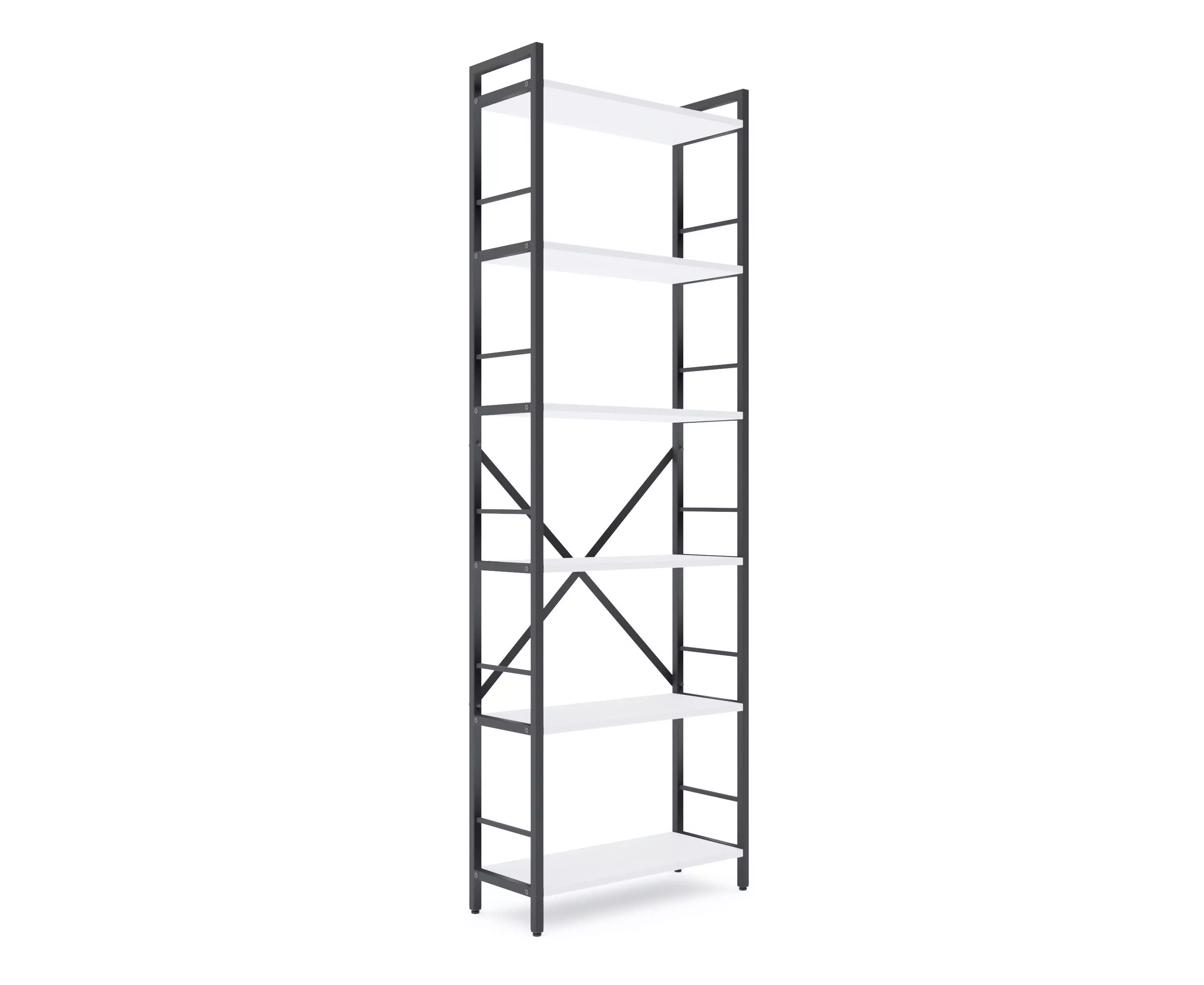 Стеллаж Nex Loft 1800x600x240 мм, 6 полок, ЛДСП, Антрацит / Белоснежный Стеллаж Nex Loft 1800x600x240 мм, 6 полок, ЛДСП, Антрацит / Белоснежный