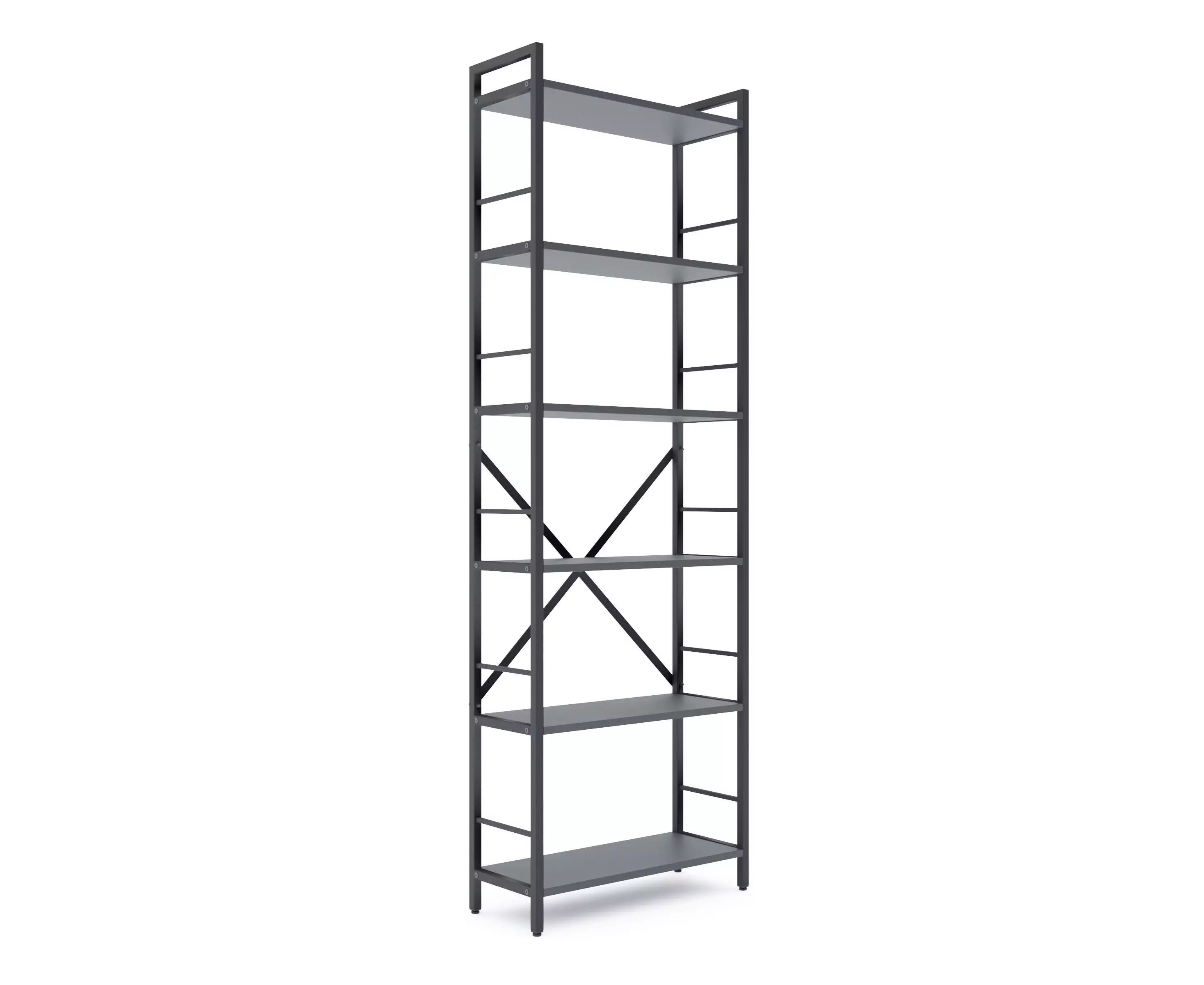 Стеллаж Nex Loft 1800x600x240 мм, 6 полок, ЛДСП, Антрацит / Антрацит Стеллаж Nex Loft 1800x600x240 мм, 6 полок, ЛДСП, Антрацит / Антрацит
