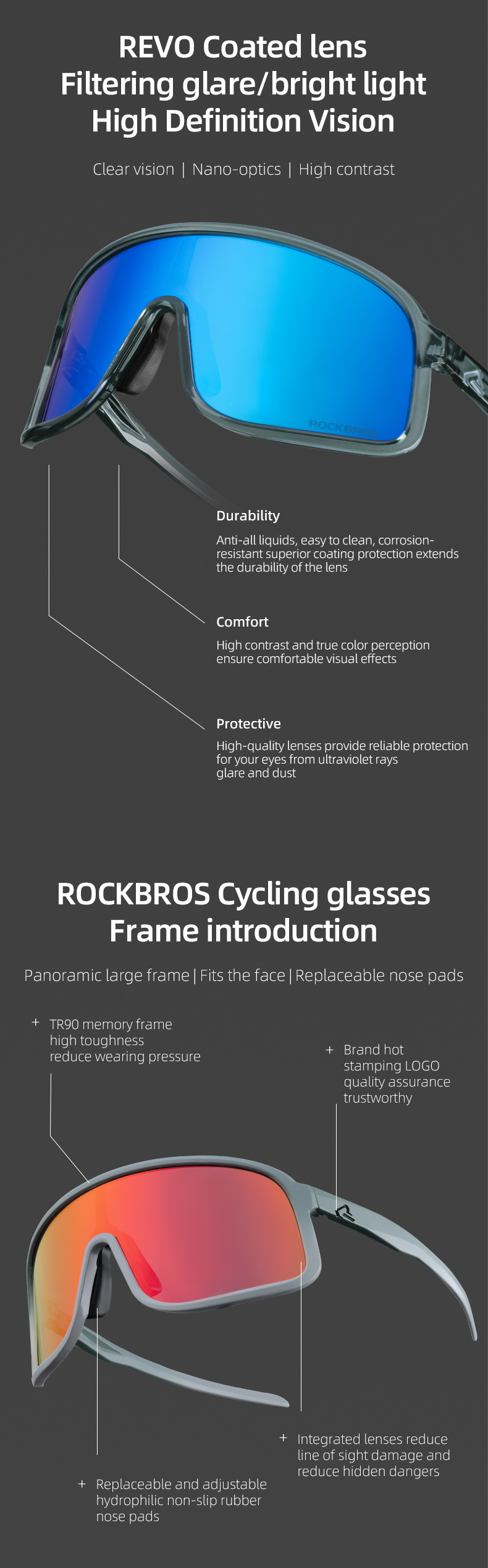 Очки солнцезащитные для велоспорта POLARIZED ROCKBROS - 14110025004 Очки солнцезащитные для велоспорта POLARIZED ROCKBROS - 14110025004