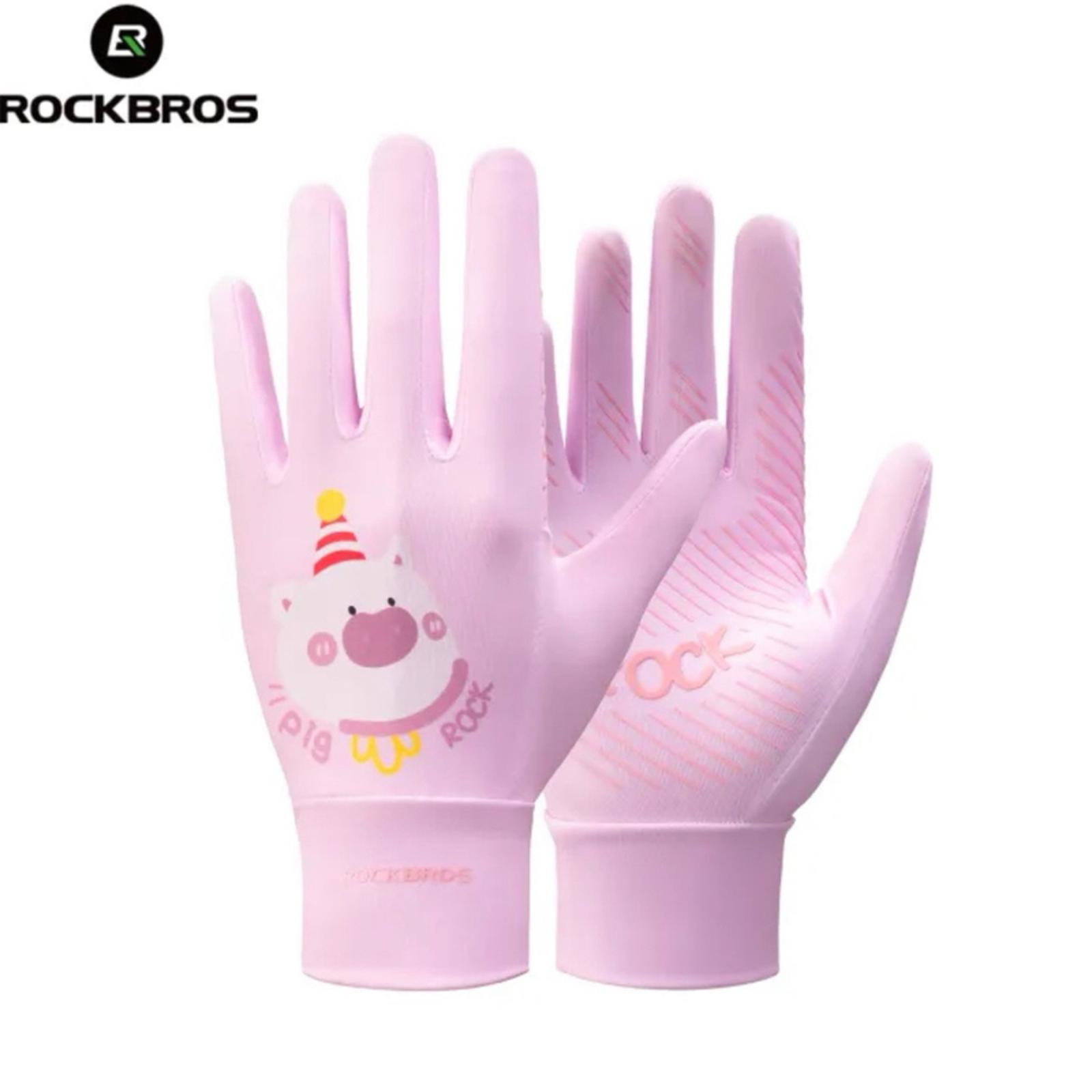 Manusi de ciclism BOCKBROS, pentru copii, marimea M, Porcusor Roz-16210009