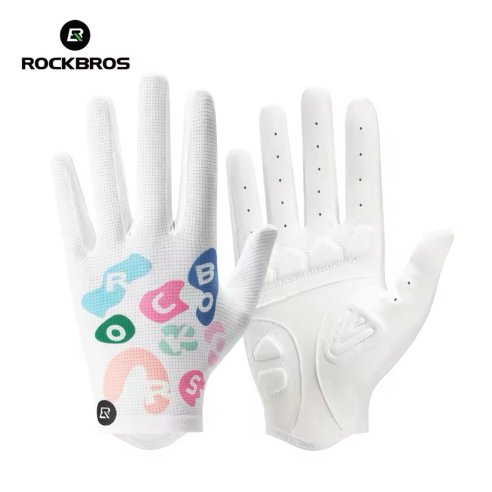 Manusi de ciclism ROCKBROS, dama, jumatate de deget, marime M, Alb Litere Colore – 16220045