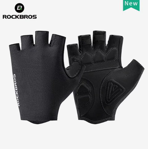Manusi de ciclism ROCKBROS, anti-alunecare MTB, marime M, Negru - 16220044