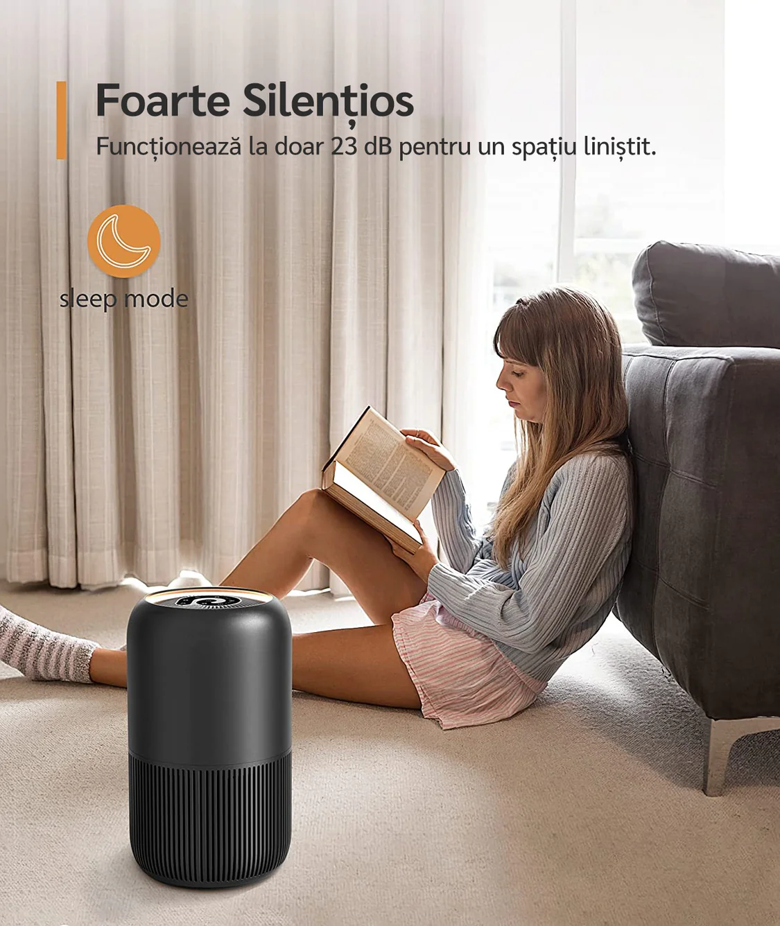 Purificator de aer Evoair, YuvoSpin, Lampa UV-C, Filtru 3in1, True Hepa, Carbon Activ,Negru Purificator de aer Evoair, YuvoSpin, Lampa UV-C, Filtru 3in1, True Hepa, Carbon Activ,Negru