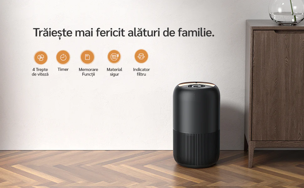 Purificator de aer Evoair, YuvoSpin, Lampa UV-C, Filtru 3in1, True Hepa, Carbon Activ,Negru Purificator de aer Evoair, YuvoSpin, Lampa UV-C, Filtru 3in1, True Hepa, Carbon Activ,Negru