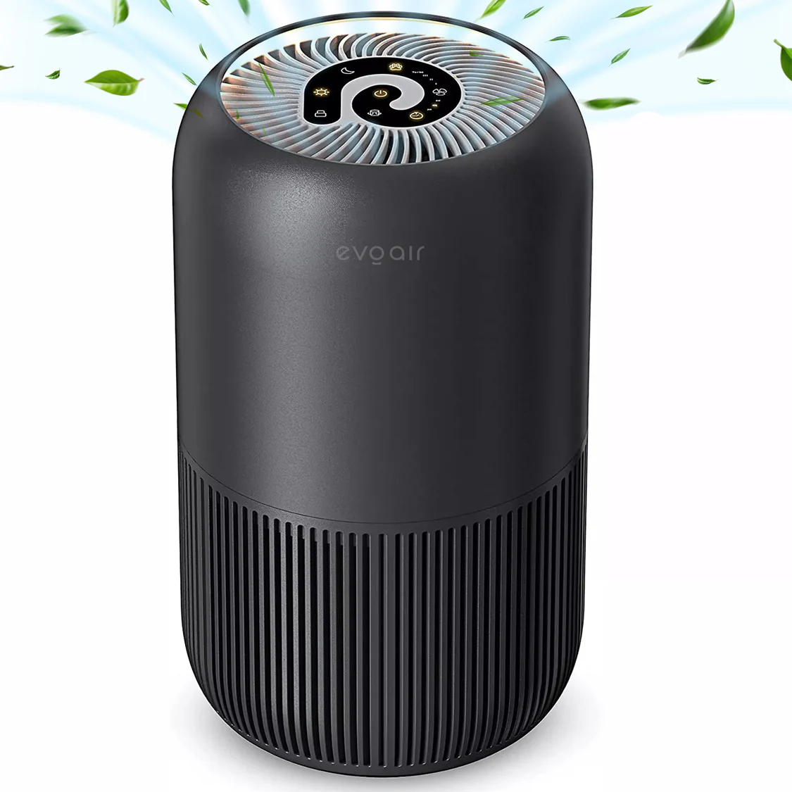 Purificator de aer Evoair, YuvoSpin, Lampa UV-C, Filtru 3in1, True Hepa, Carbon Activ,Negru