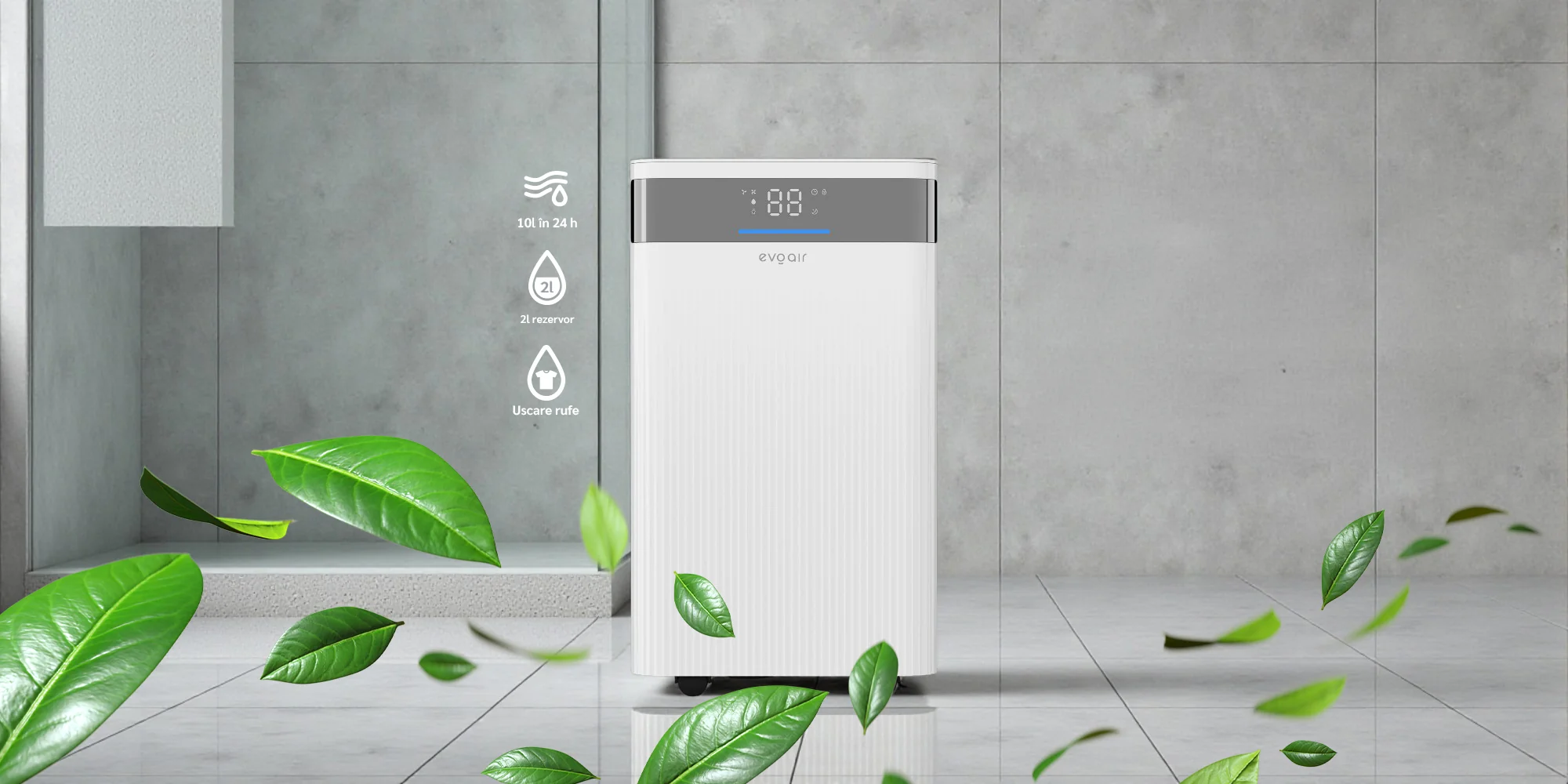 Dezumidificator Evoair ComfoDry10, 10l/24h, Silentios, Senzor de Umiditate, Uscare Rufe Dezumidificator Evoair ComfoDry10, 10l/24h, Silentios, Senzor de Umiditate, Uscare Rufe