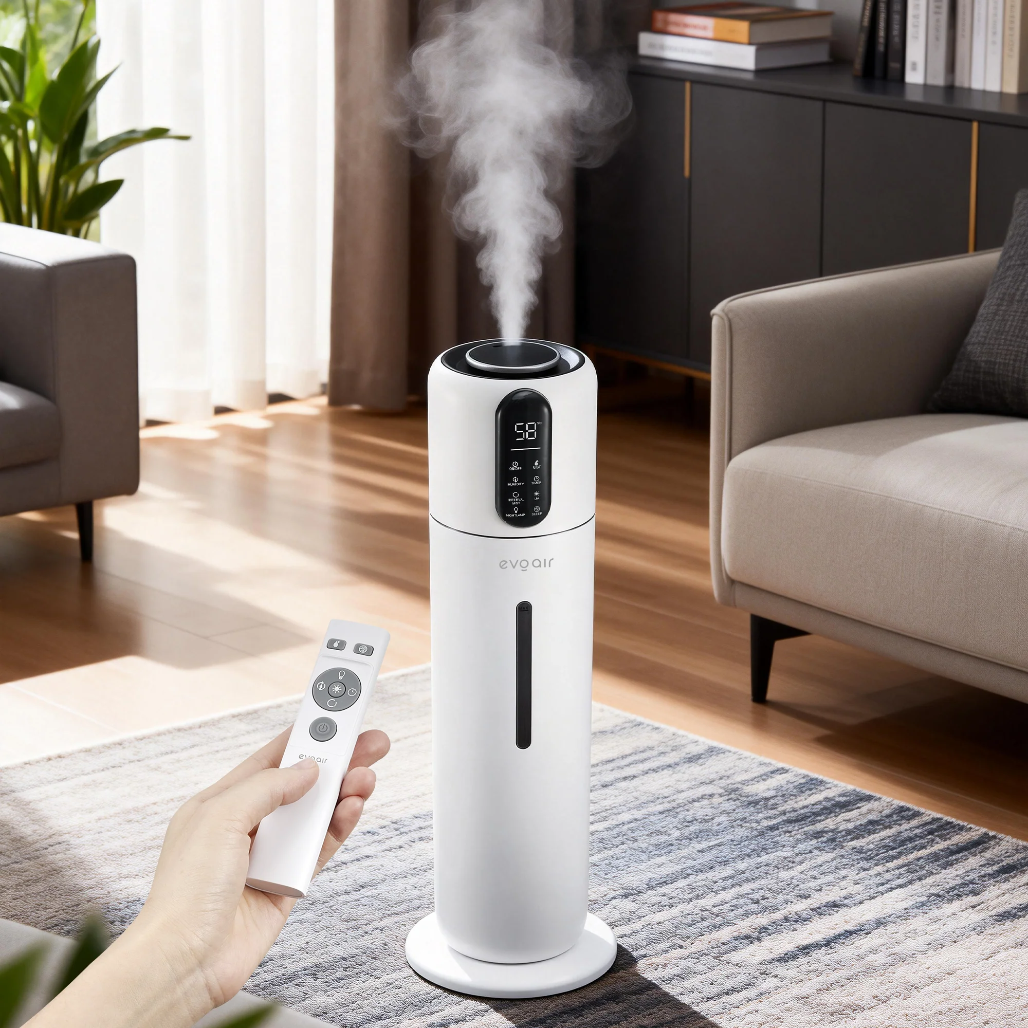 Umidificator Evoair STEAMI X8500 Smart, Wifi, Rezervor 8.5L, Capacitate de umidificare 300ml/h Umidificator Evoair STEAMI X8500 Smart, Wifi, Rezervor 8.5L, Capacitate de umidificare 300ml/h