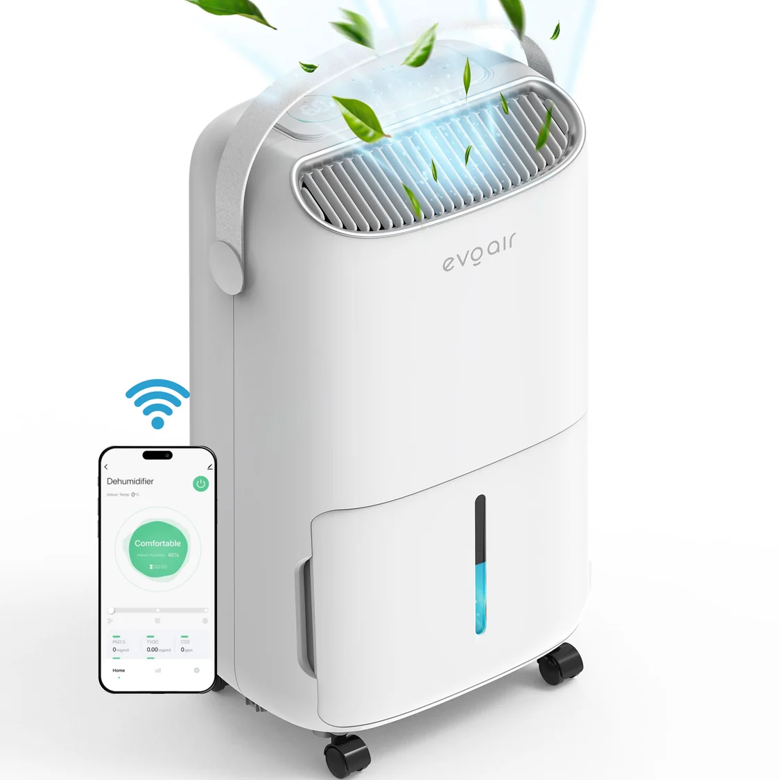 Dezumidificator Evoair NovaDry 16 Smart, 16l/24h, Senzor de Umiditate, Uscare Rufe, Crem