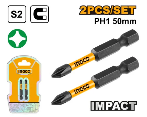 Набор бит PH1 50мм 2шт INDUSTRIAL INGCO SDBIM71PH150