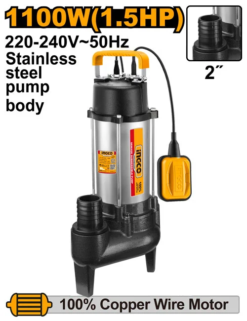 Погружной насос для грязной воды 1100W INGCO SPDS110068 Погружной насос для грязной воды 1100W INGCO SPDS110068