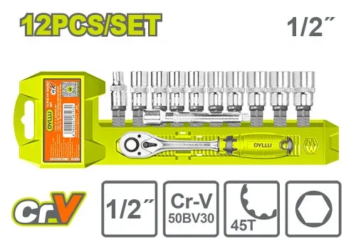 Set antrenor cu clichet 12buc. 1/2″ DYLLU DTST2212