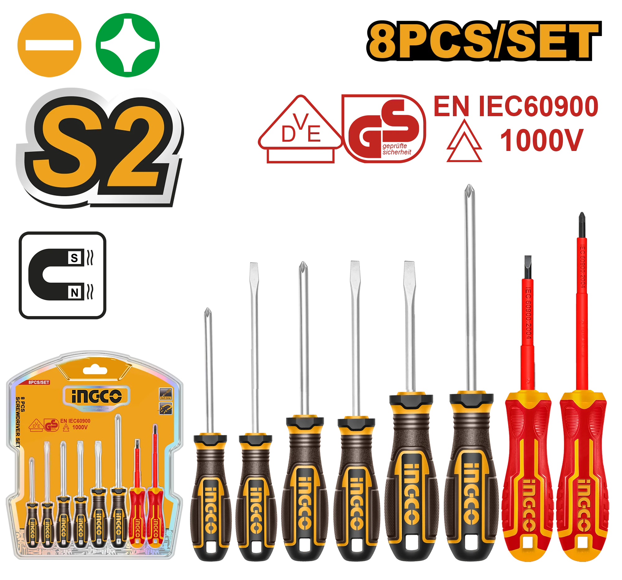 Set surubelnita 8 buc INGCO HKSDS0838
