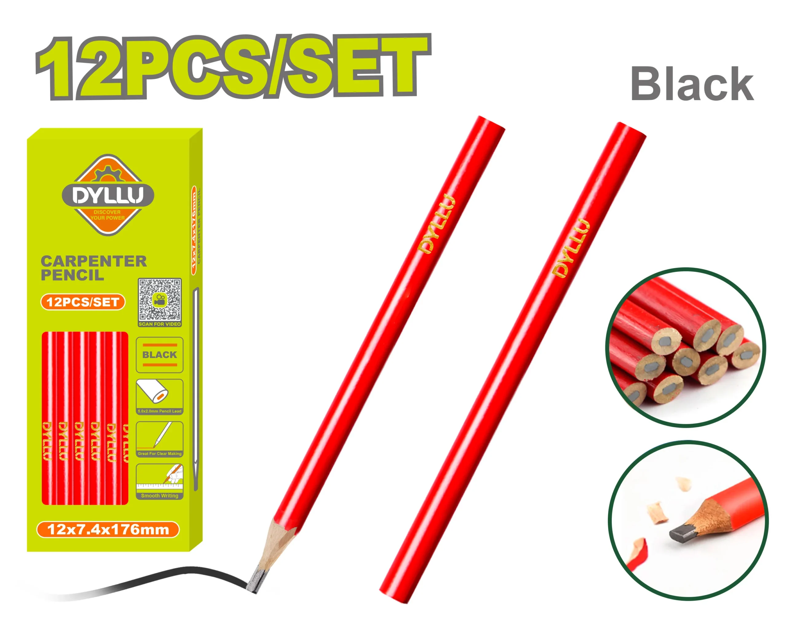 Creion de tamplarie 12×7.4x176mm DYLLU 12buc. DTMQ1512