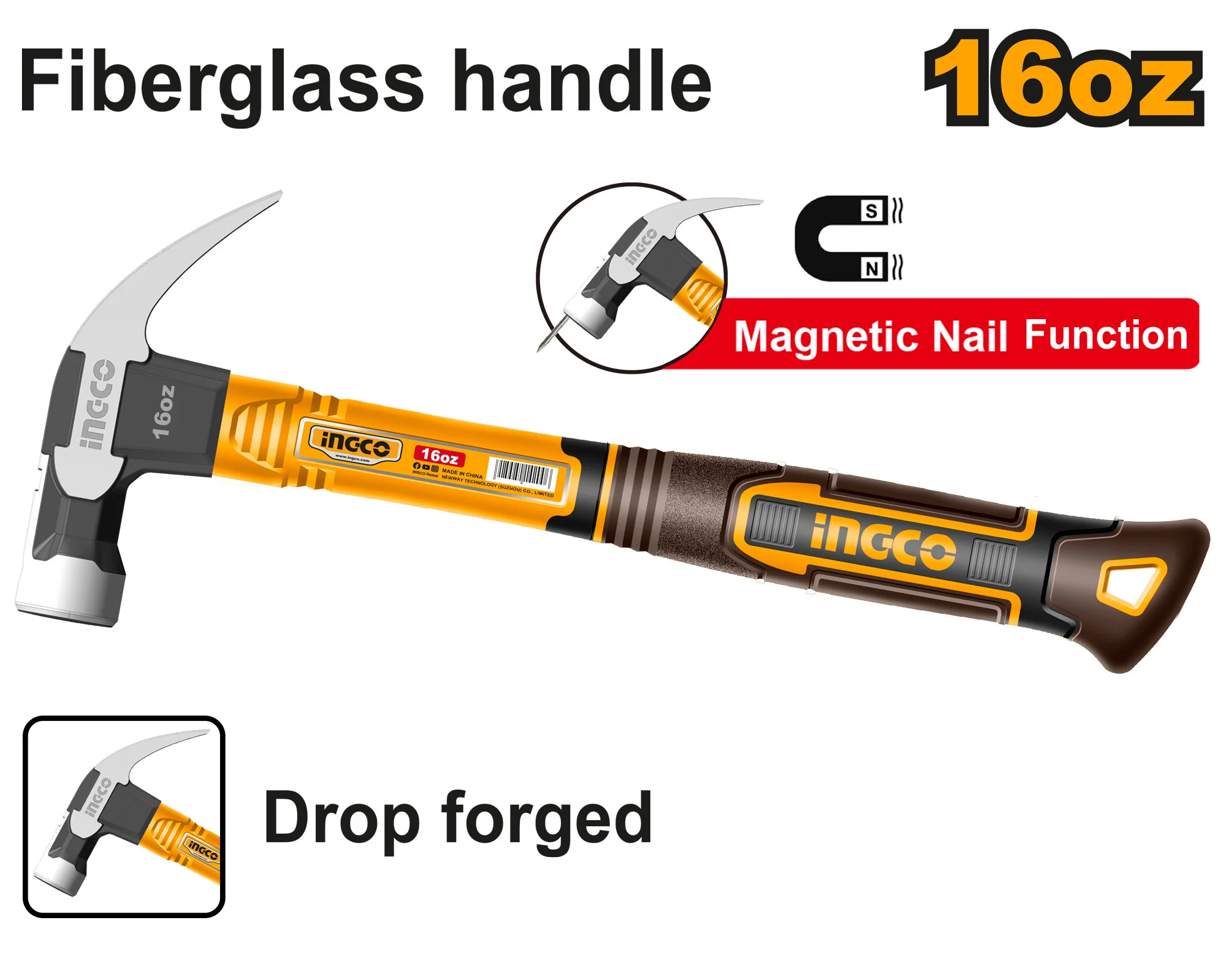 Молоток-гвоздодер INGCO HCH81016 Молоток-гвоздодер INGCO HCH81016