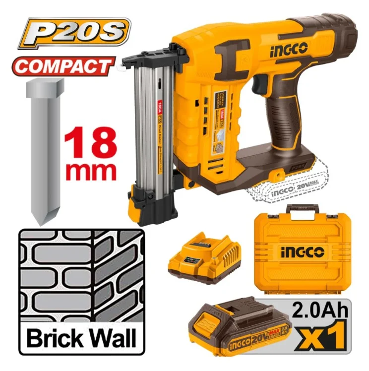 Степлер на аккумуляторе 20В/1*2.0Ач 18мм INGCO CSTLI3808