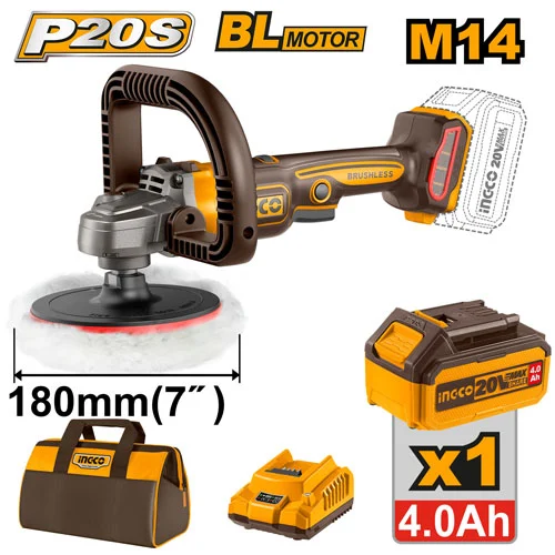 Masina de lustruit 180mm cu acumulator 20V/1*4.0Ah INGCO APLI20181 Masina de lustruit 180mm cu acumulator 20V/1*4.0Ah INGCO APLI20181