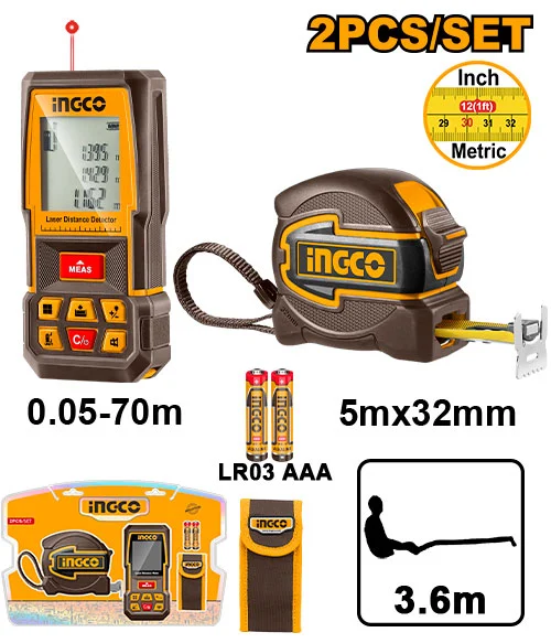 Набор измерительных инструментов 2шт INGCO HLDD241201