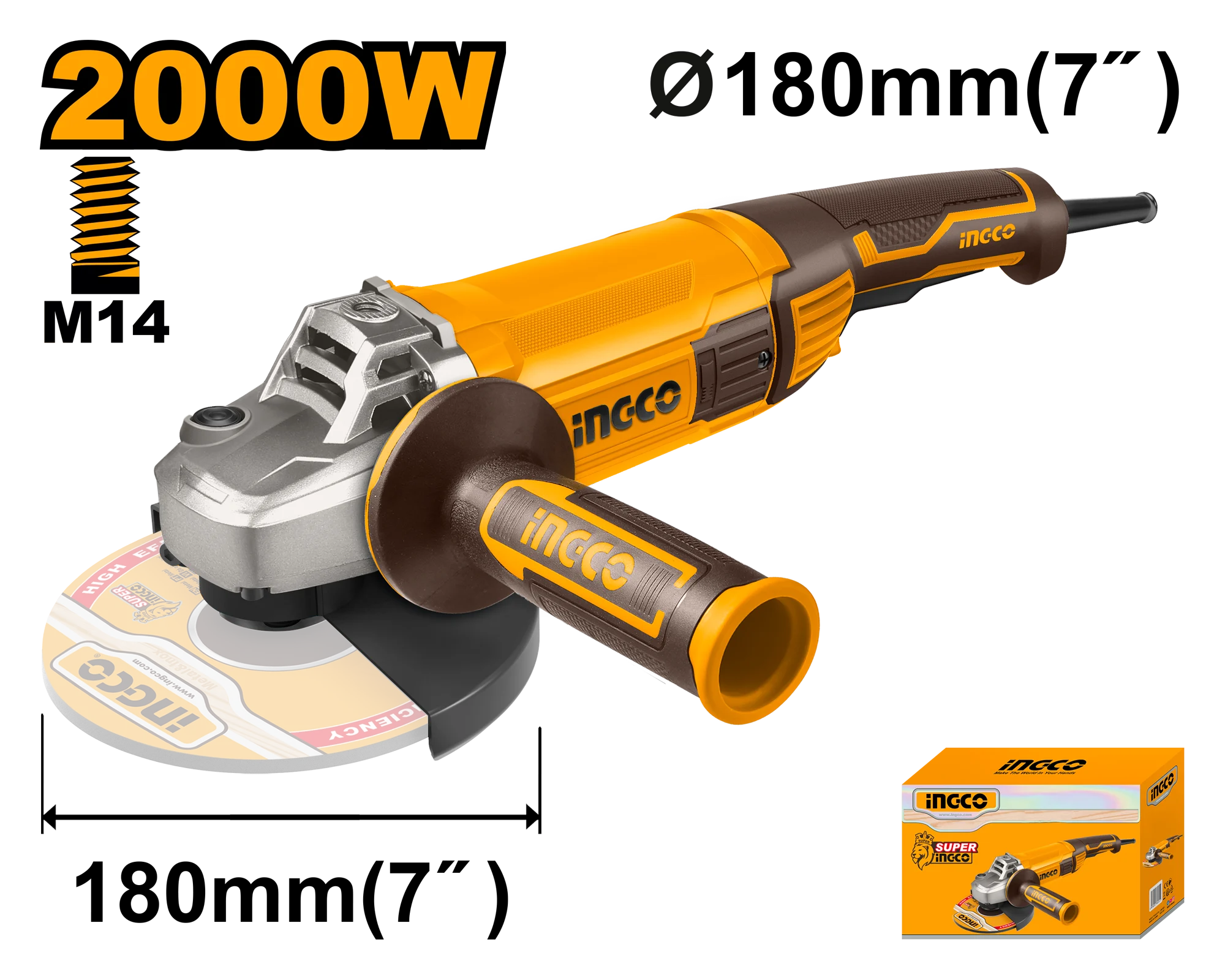 Polizor unghiular 180mm:2000W INGCO AG200018