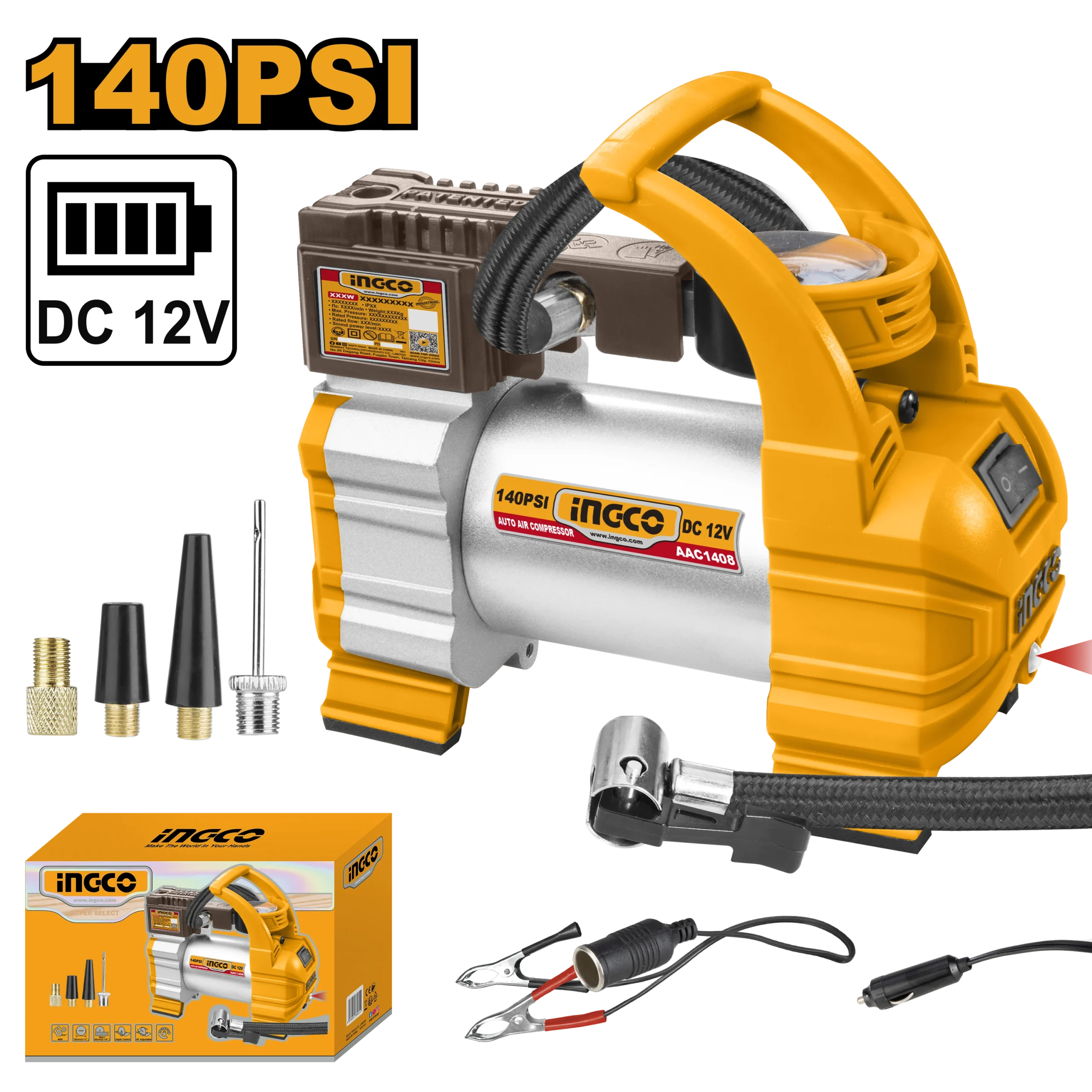 Compresor Auto 10A 12V INGCO AAC1408 Compresor Auto 10A 12V INGCO AAC1408