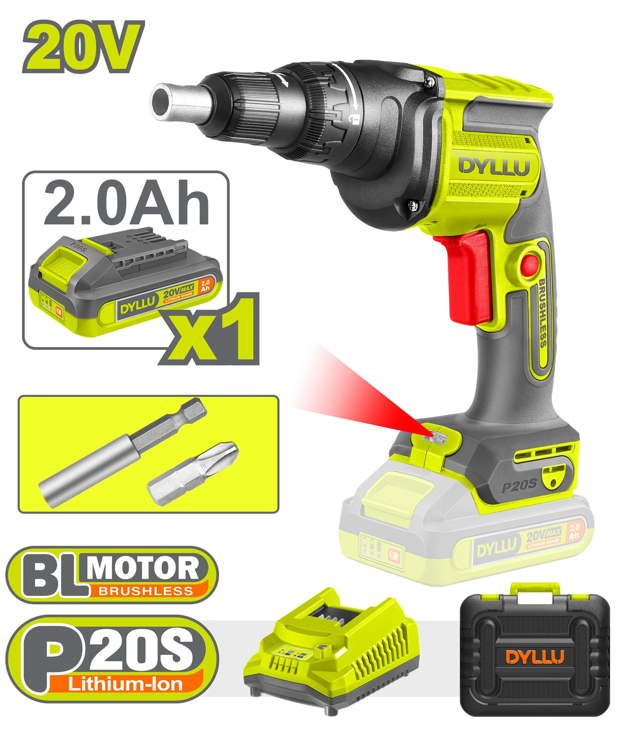 Masina de insurubat pentru gips pe acumulator Li-Ion 20V/1*2Ah DYLLU DTDS204285