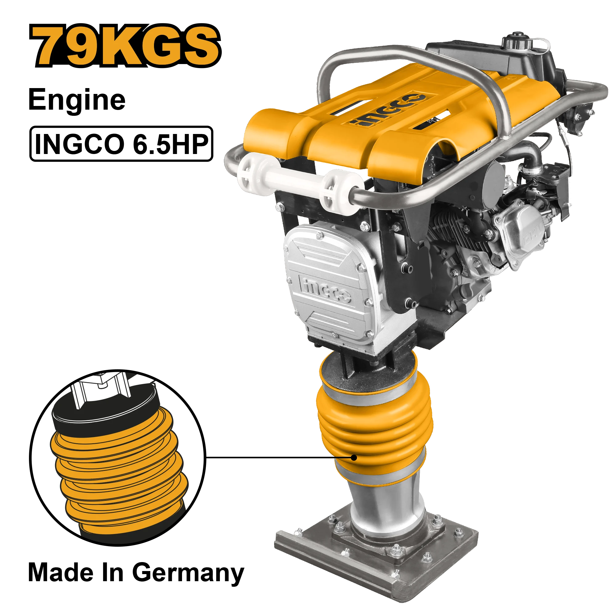 Трамбовка вибрационная бензиновая 4.8кВт 6.5л.с. INDUSTRIAL INGCO GRT75-2