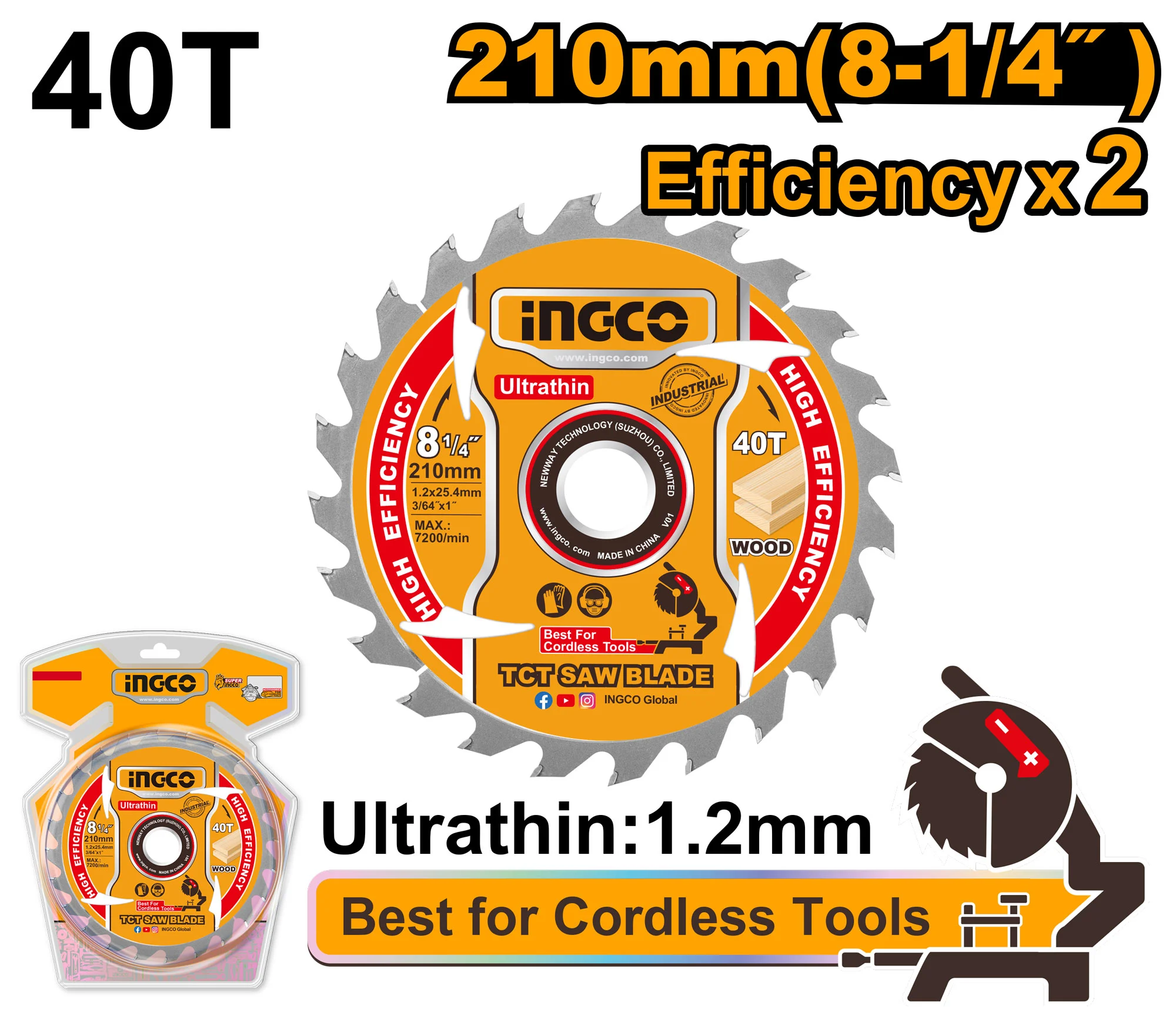 Disc pe lemn 210mm 40T INGCO TSB2103 Disc pe lemn 210mm 40T INGCO TSB2103
