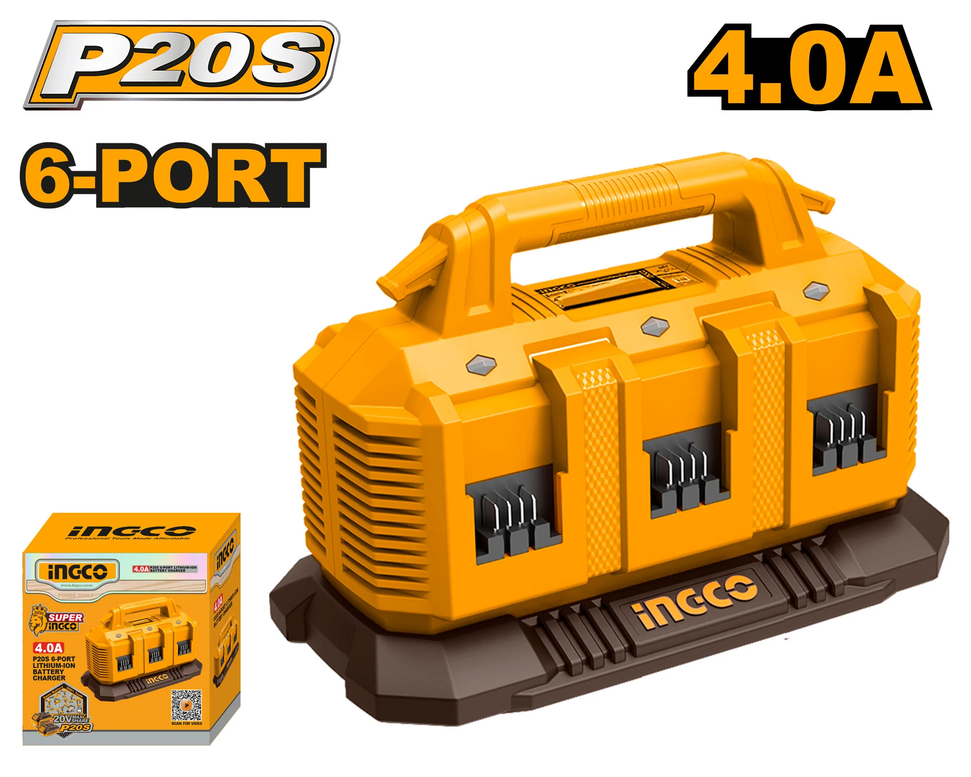 Зарядное устройство с 6 портами 20В/4.0А INGCO FCLI2064