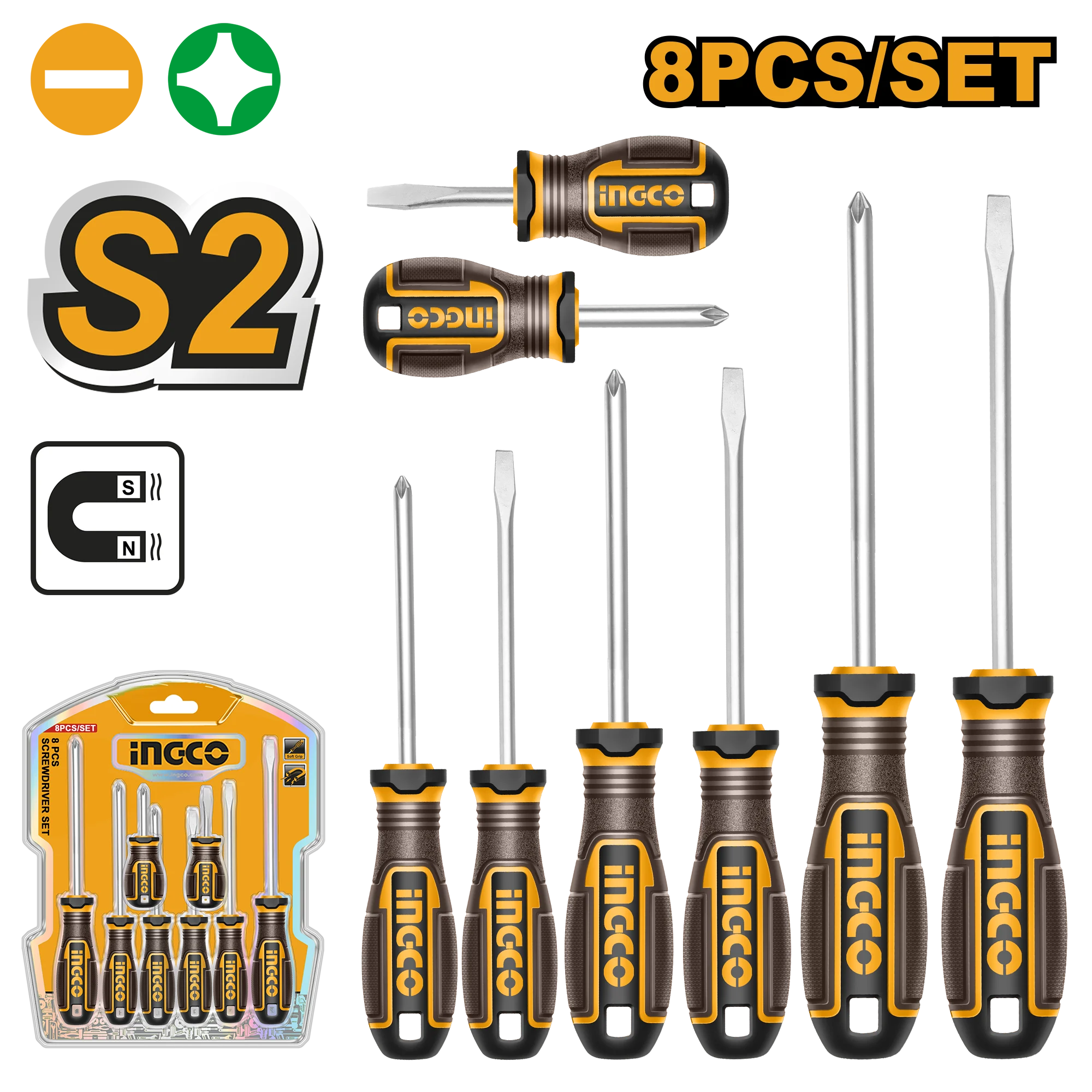 Set surubelnita 8 buc INGCO HKSDS0828