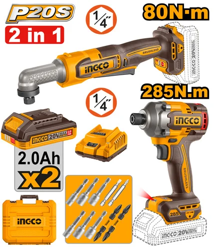 Set din 2 scule cu acumulator 20V/2*2.0Ah INGCO COSLI260296