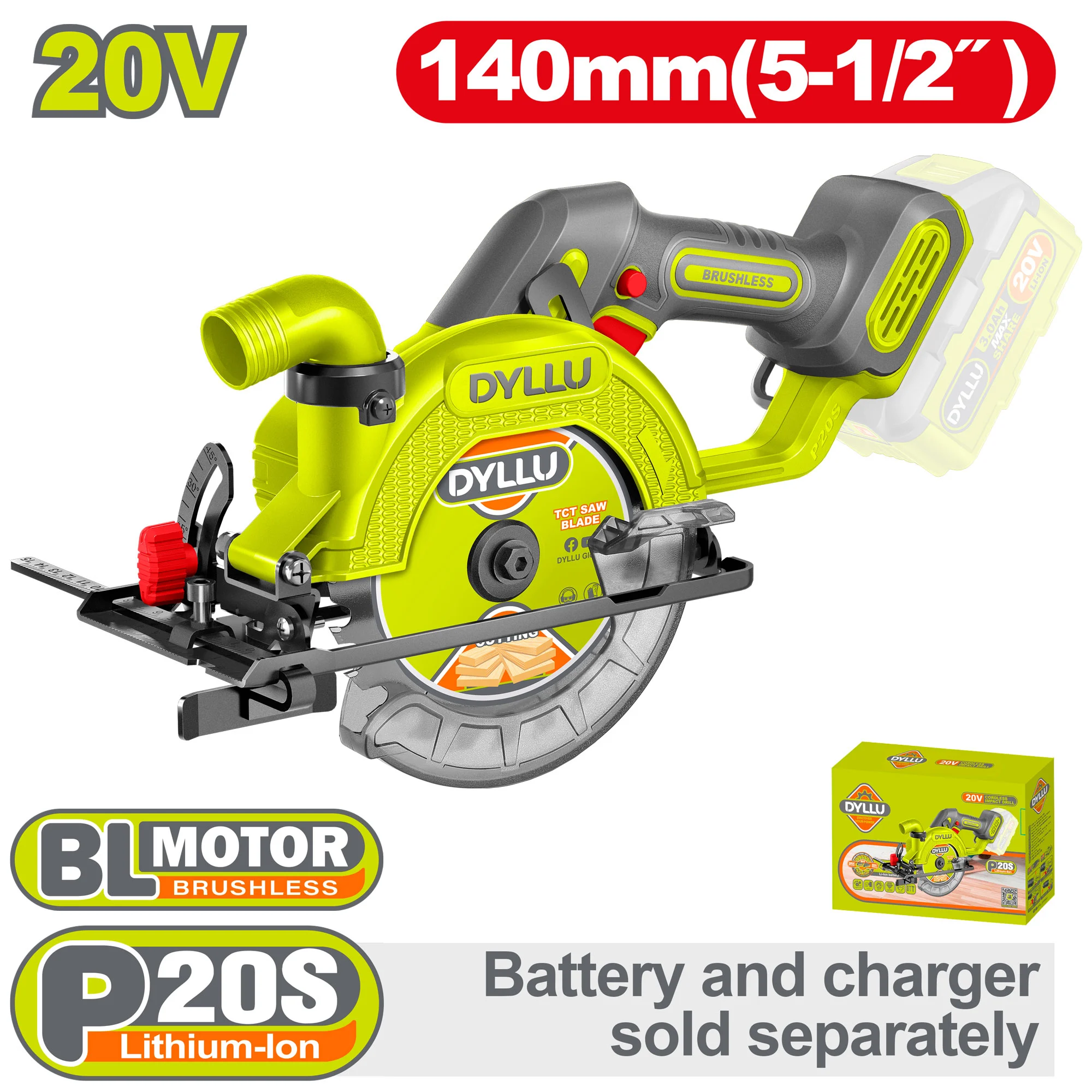 Ferestrău circular compatibil cu acumulator 140mm DYLLU DTLWP5630