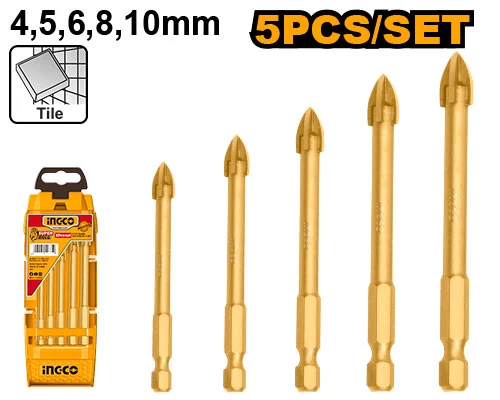 Set burgiuri pentru stecla 5 buc 4-10mm INGCO AKD7058 Set burgiuri pentru stecla 5 buc 4-10mm INGCO AKD7058