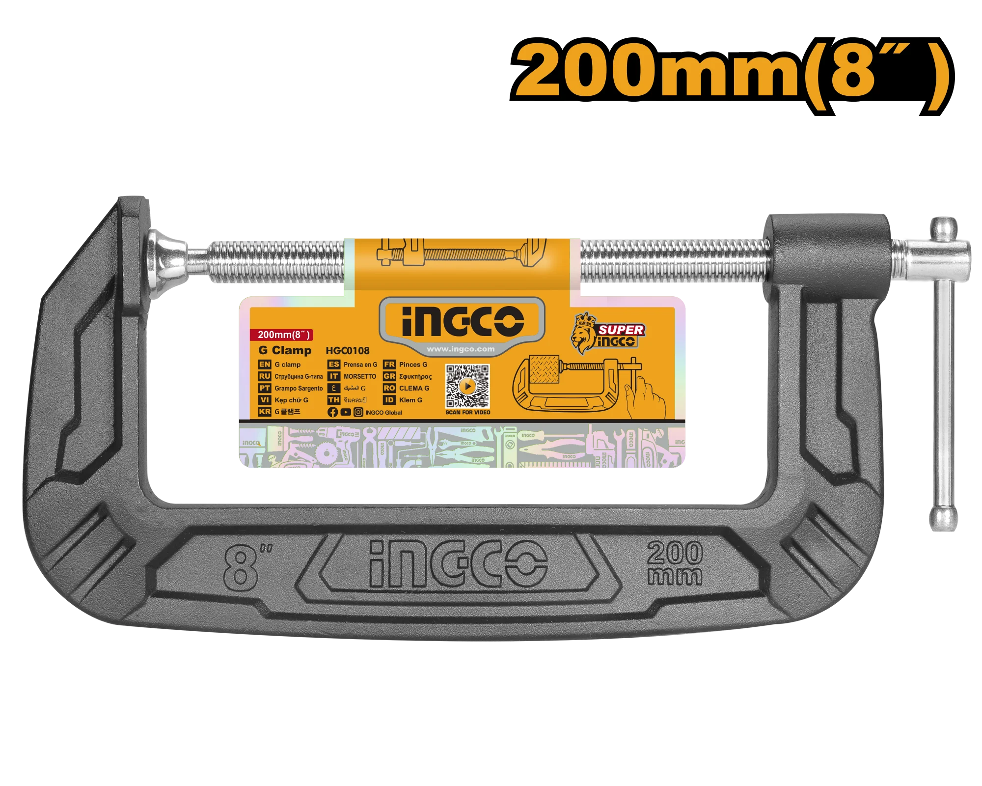 Menghina cu surub tip G 200mm INGCO HGC0108