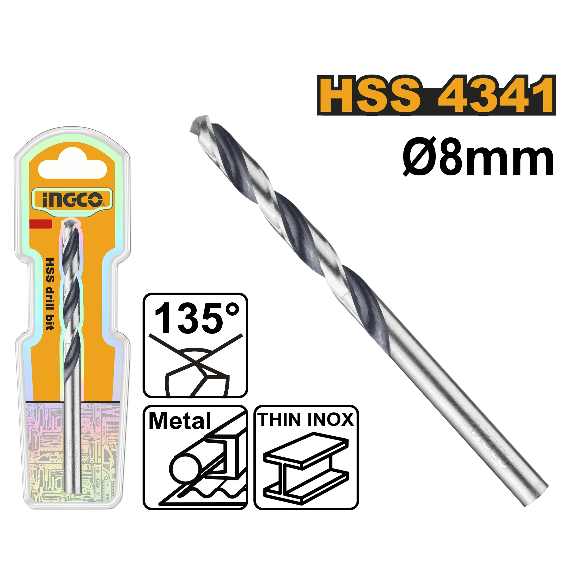 Сверло по металлу HSS 8mm INGCO DBT1200804