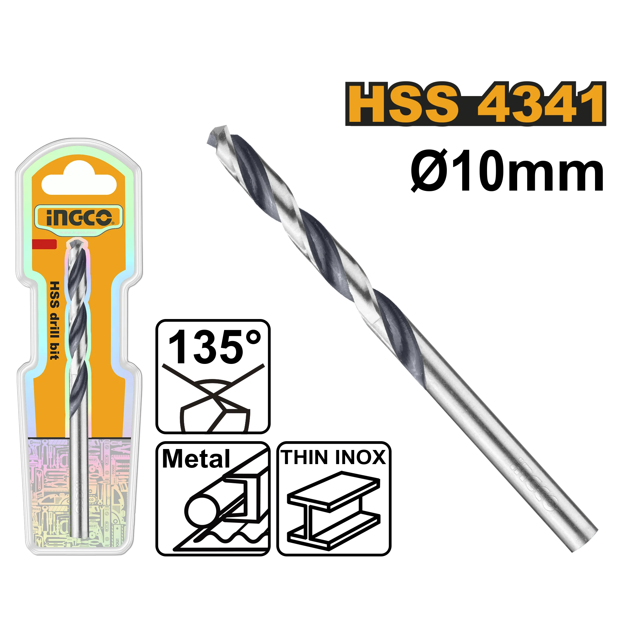 Сверло по металлу HSS 10mm INGCO DBT1201004