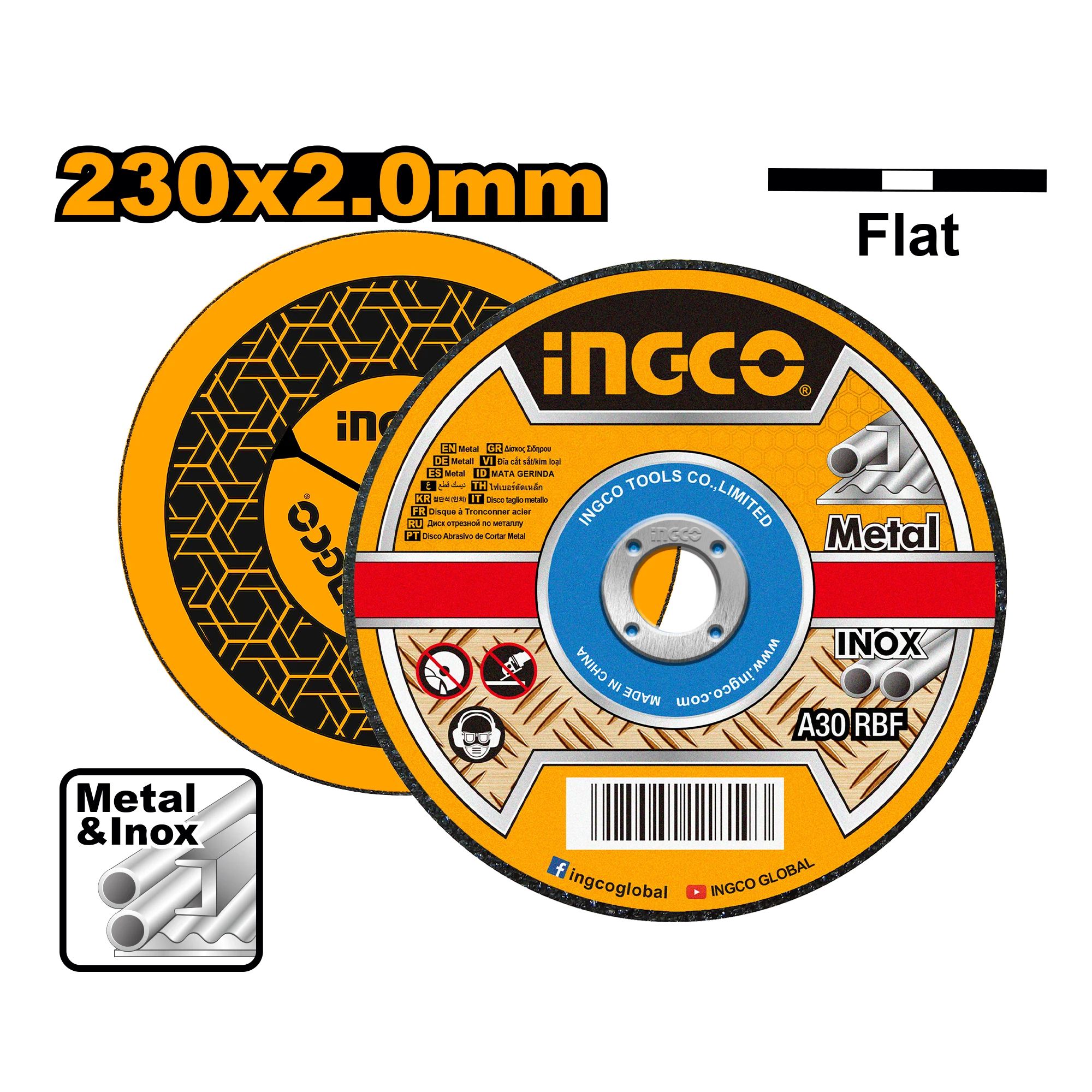 Диск по металлу 230*2*22.2mm INGCO MCD202302 Диск по металлу 230*2*22.2mm INGCO MCD202302
