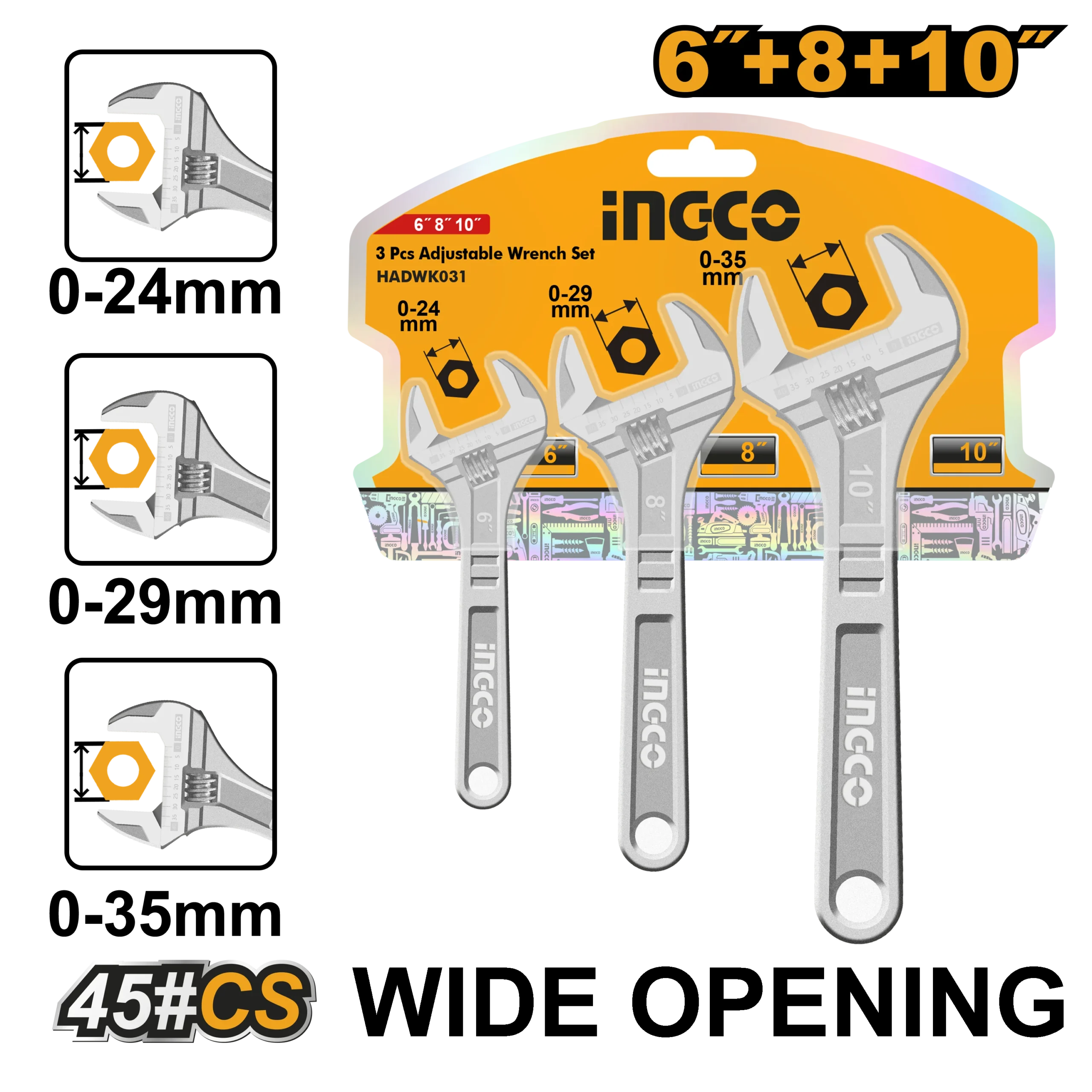 Set chei combinate fixe 3 buc INGCO HADWK031