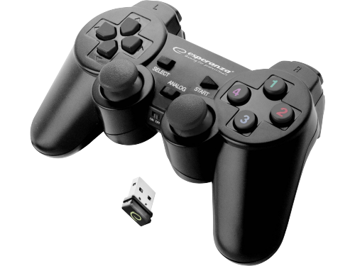 Gamepad Wireless Esperanza GLADIATOR EGG108K  Black, vibration Game Pad, 16 buttons, 2 sticks, Ergonomic design, 2 modes (analog and digital), Soft sw