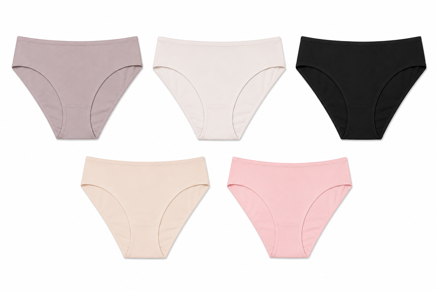 Set 5 buc. chiloti dama, Cloud Gray, Angel Wing, Black, Parchment, Ballerina, marimea S, 95% bumbac, 5% elastane