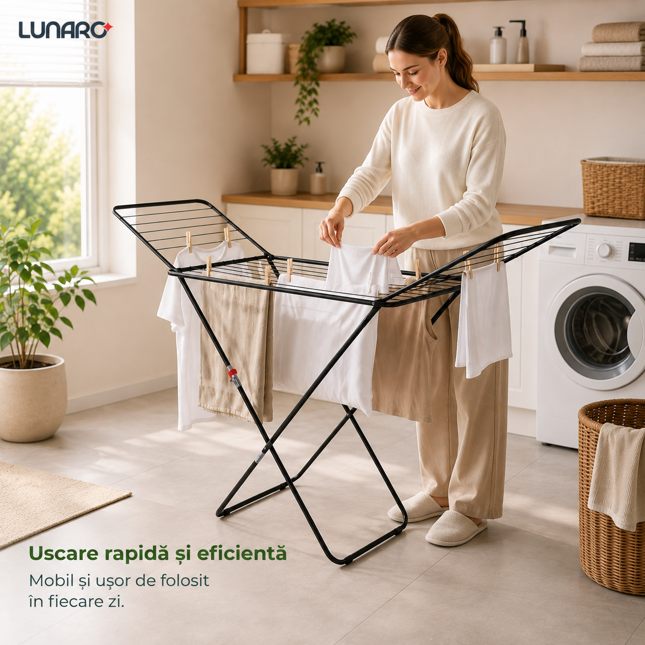 Uscator de rufe LUNARO LINEO-BK, 128 x 55 x 4 cm, 18 m, max. 15 kg, negru Uscator de rufe LUNARO LINEO-BK, 128 x 55 x 4 cm, 18 m, max. 15 kg, negru