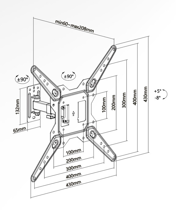 Настенный кронштейн для ТВ Superior SUPSTV017, 23"-55", Максимальная нагрузка 30 Kg, VESA 100x100-400x400mm Настенный кронштейн для ТВ Superior SUPSTV017, 23