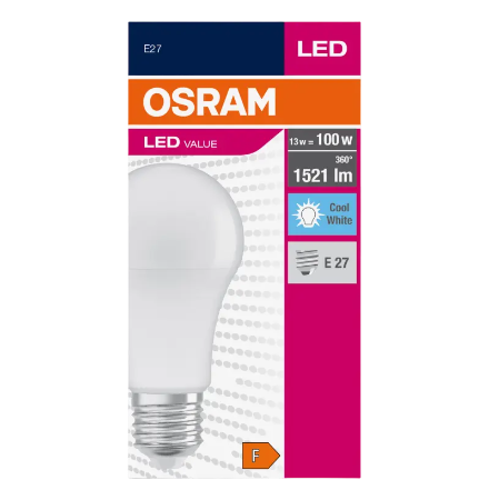 Lamp LED OSRAM VALUECLA100 13W/840 230VFR E27 FS1
