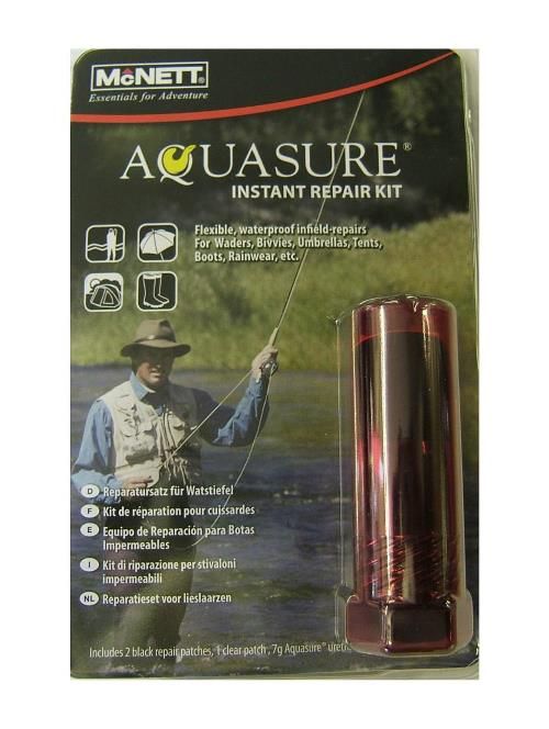 Set reparație McNett Aquasure 7G Watersports Repair Kit 2 Black Patches